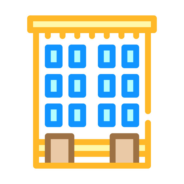公寓建筑颜色图标矢量插图图片下载