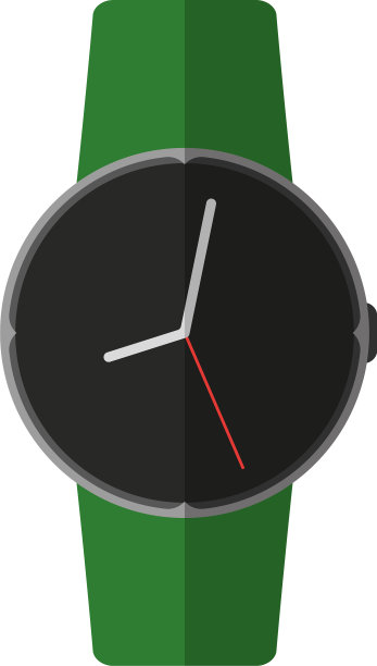 腕表与绿色表带在平的风格图片下载