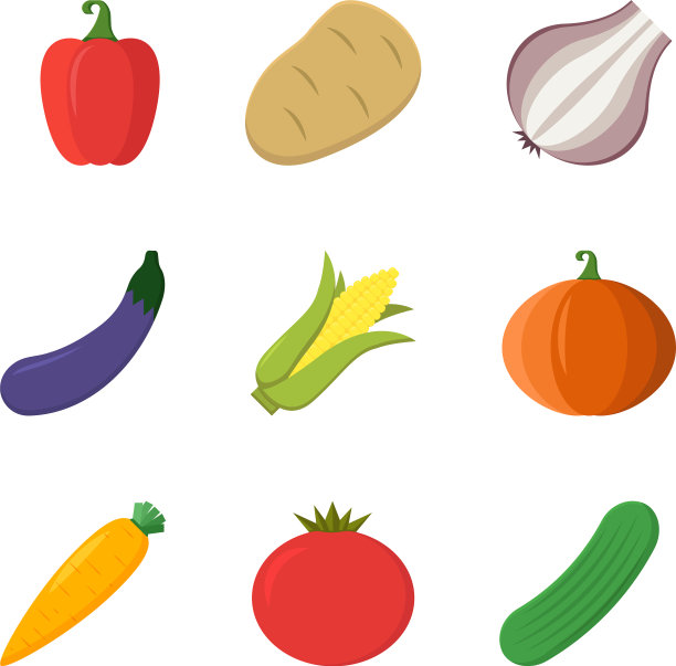 平铺九种蔬菜图片下载