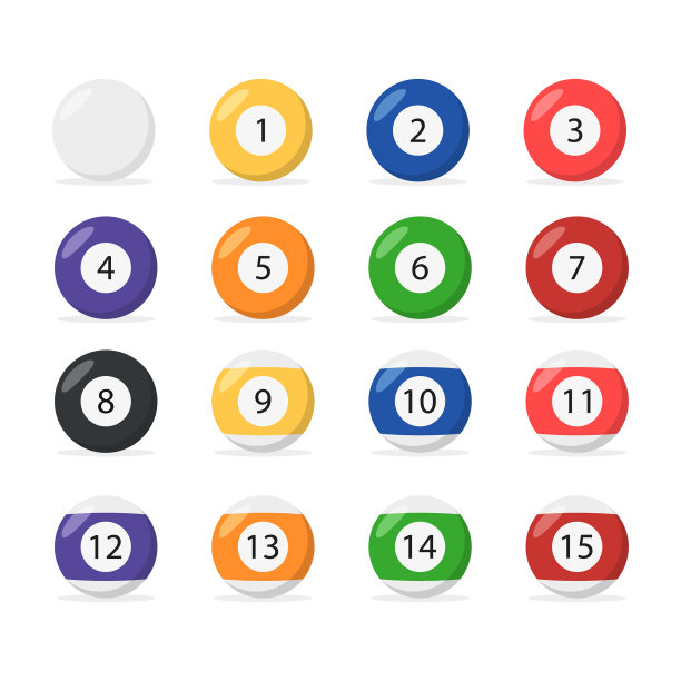 球台球设置在平坦的风格图片下载