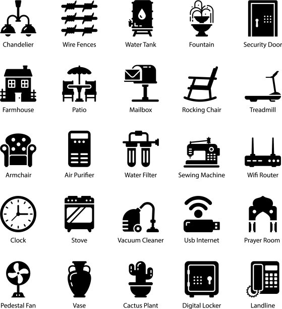 打包回家和生活字形图标图片下载