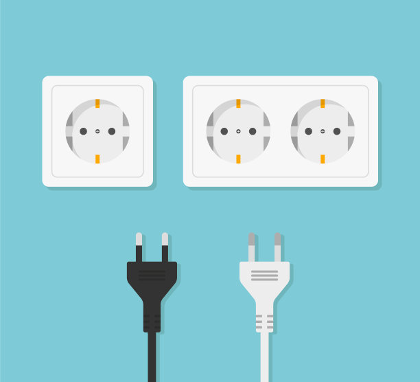 把插座和白色和黑色插头放在家里图片下载
