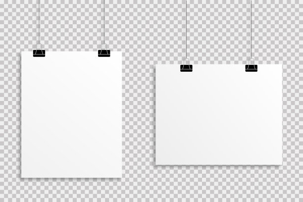 白色逼真的海报上透明的挂着图片下载