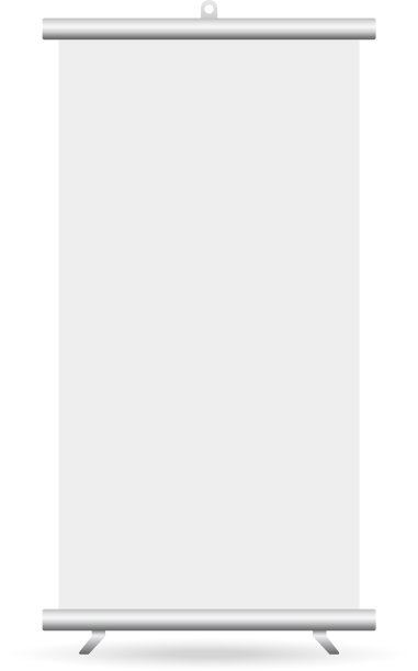 卷起白色背景空白的3d广告横幅图片下载