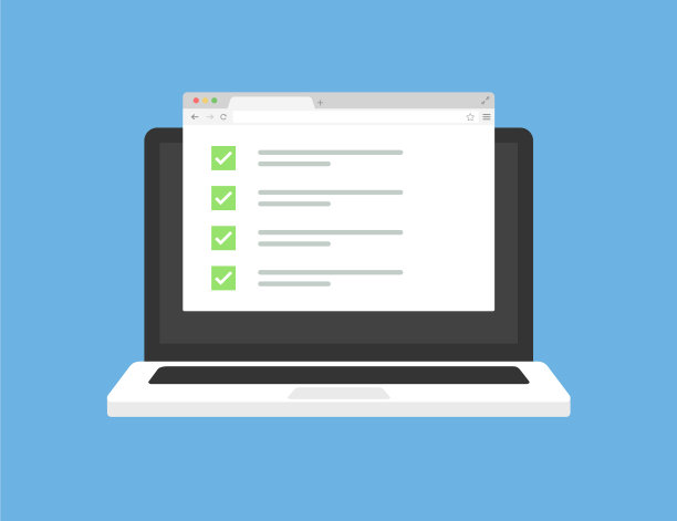 带有浏览器窗口的时尚平板风格笔记本电脑图片下载