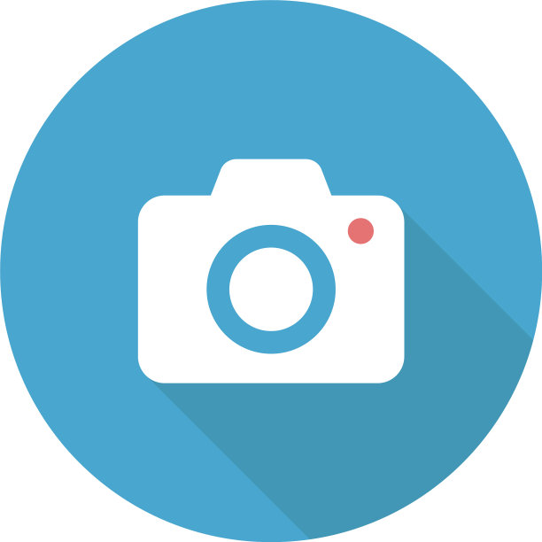 相机孤立的图标上圈蓝色背景图片下载