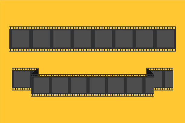 电影丝带孤立的幻灯片在橙色上图片下载