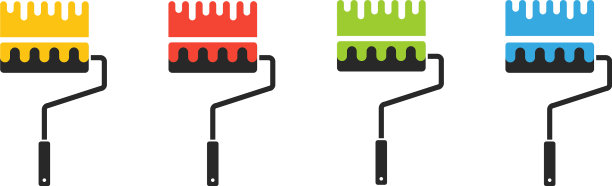 彩色漆辊多色刷彩色图片下载