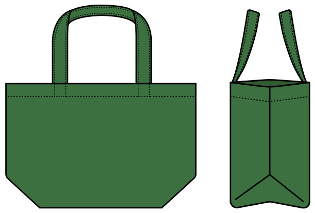 小手提袋(ecobag，购物袋)模板矢量插图(带侧视图)图片下载