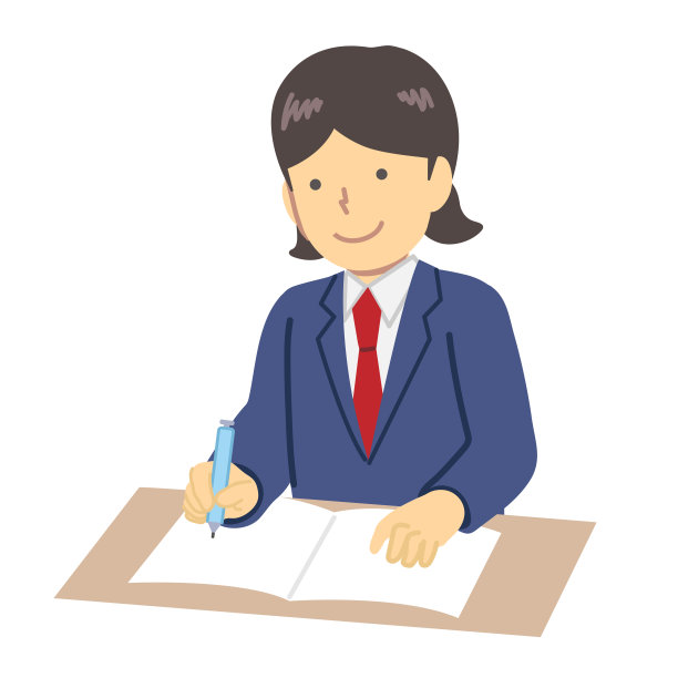 一个女孩穿着校服学习的插图图片下载