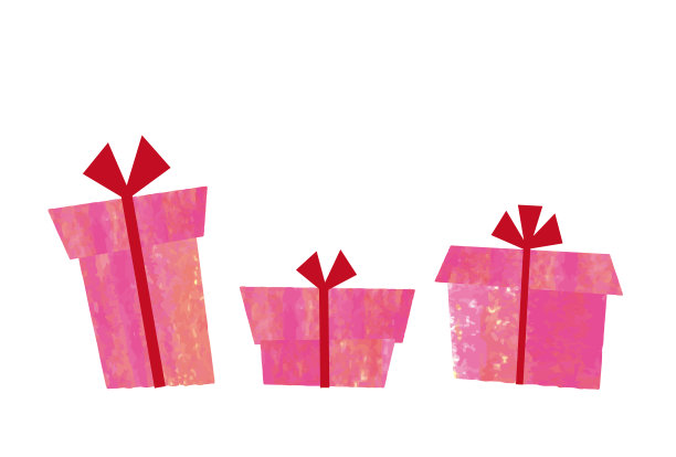 三个粉红色的礼物。用类似拼贴纹理的插图。图片下载