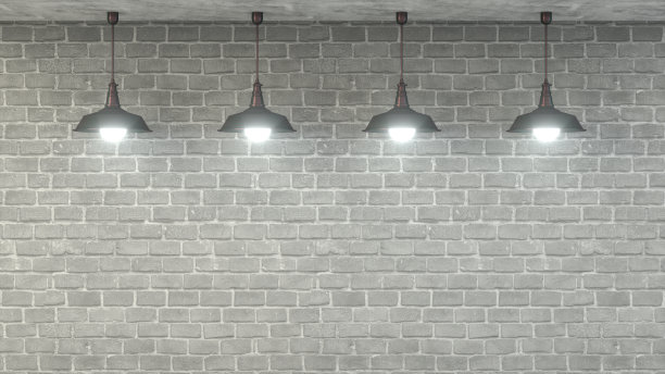 空砖墙和灯图片下载