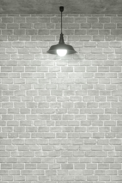 空砖墙与灯图片下载