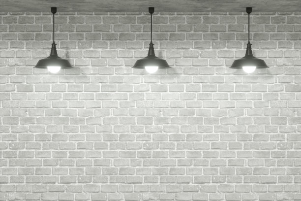空砖墙和灯图片下载