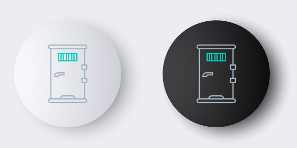 栅格窗口图标隔离在灰色背景上的监狱门线。色彩斑斓的轮廓的概念。向量图片下载