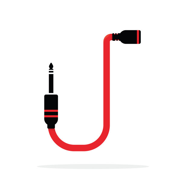 字母J标志由插孔电缆或电线构成。矢量设计模板元素为您的音频，声音或音乐应用程序或企业身份。标志或符号插图孤立在白色背景上图片下载
