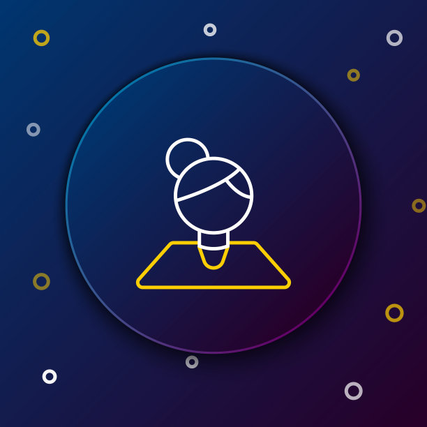 白色和黄色线教师图标孤立在深蓝色的背景。色彩斑斓的轮廓的概念。矢量图图片下载