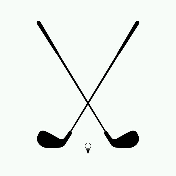 两个高尔夫球杆矢量图标图片下载