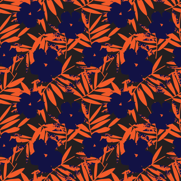 橙色植物花卉无缝图案图片下载