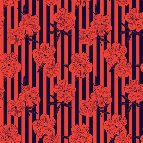 橙色植物花卉无缝图案图片下载