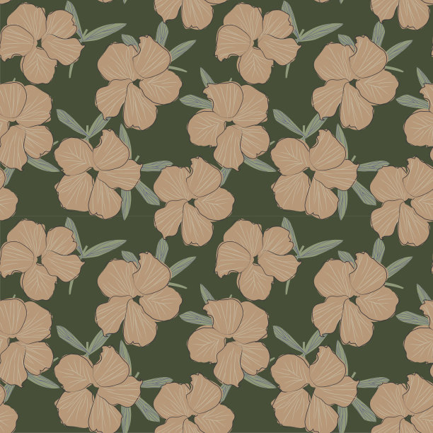 绿色植物花卉无缝图案背景图片下载