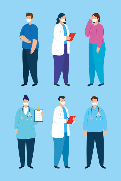 团体医务人员和病人使用脸部图片下载