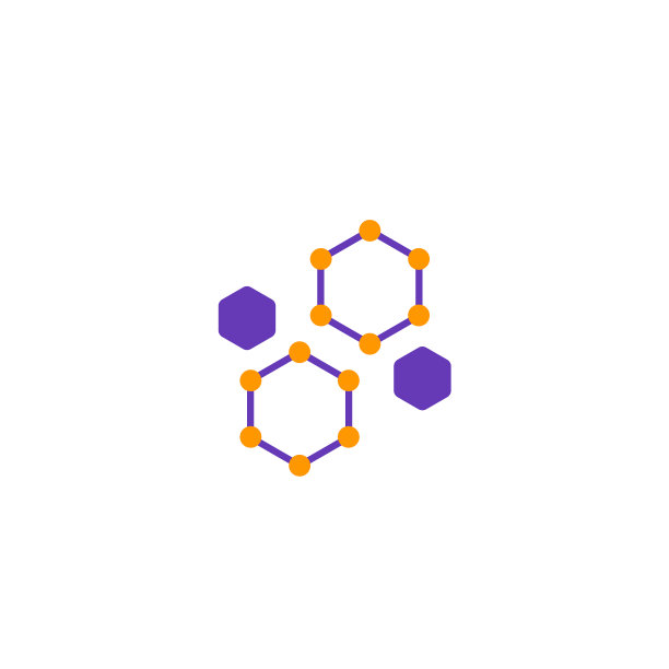 纳米粒子图标上的白色科学标志图片下载