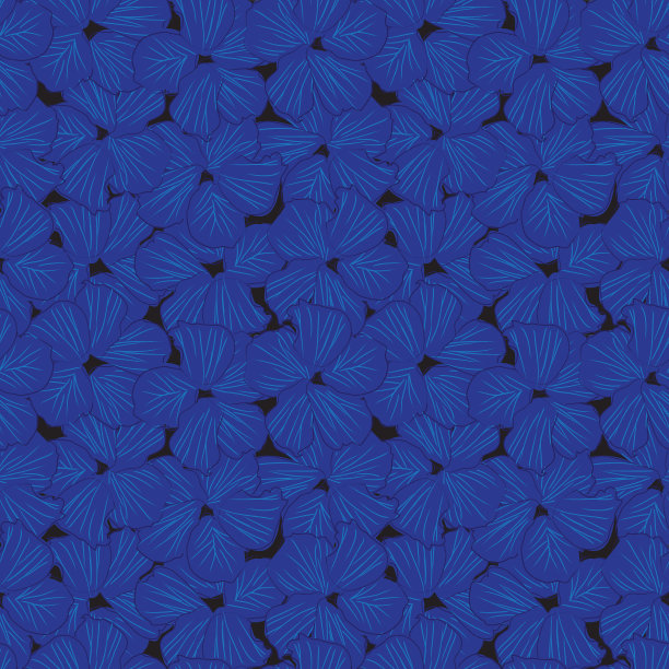 蓝色植物花卉无缝图案背景图片下载