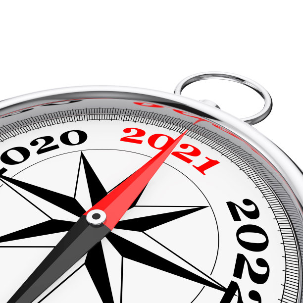新2021年方向概念罗盘特写。3d渲染图片下载