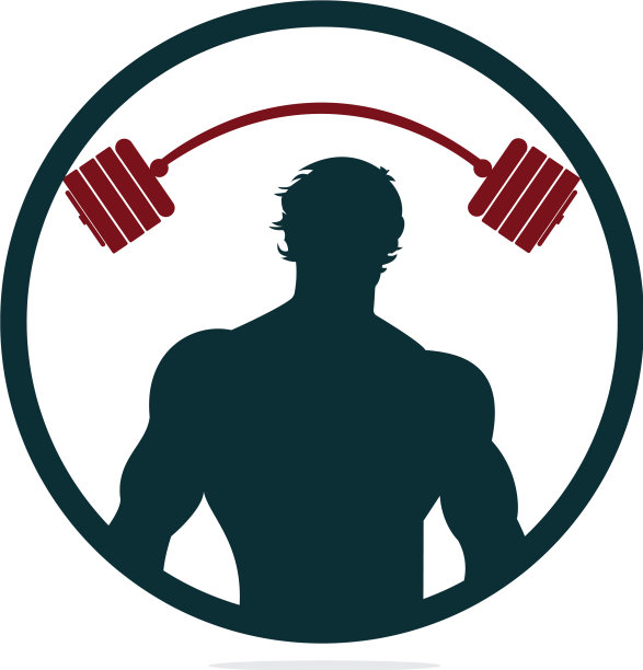 健身标志徽章与肌肉男子图片下载
