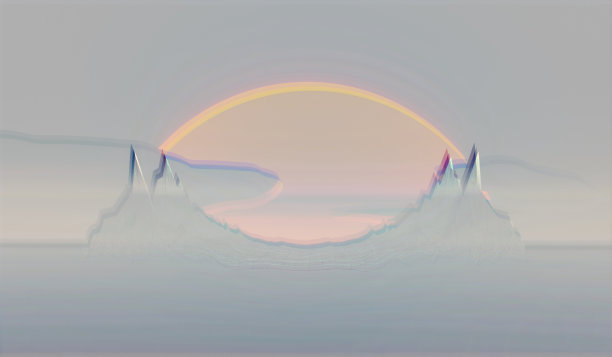 高高的悬崖和明亮的阳光，未来的景观。三维渲染图片下载