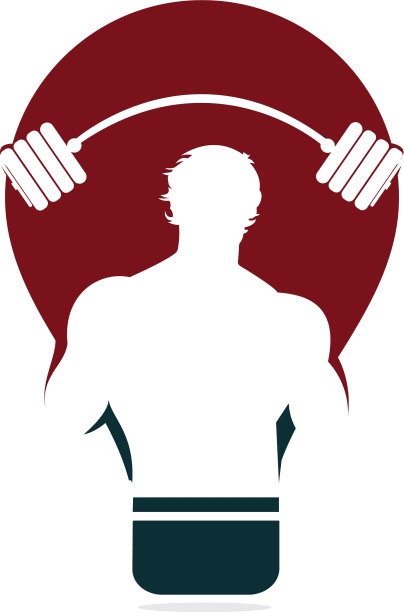 健身灯泡标志徽章与肌肉男子图片下载