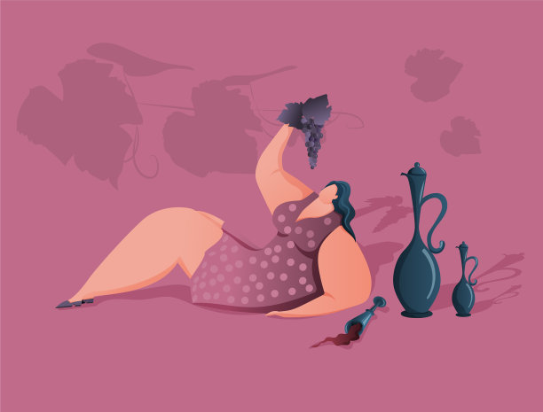 一个女人把一串成熟的葡萄举过头顶图片下载