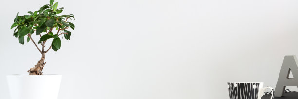 家庭办公室的桌子上。空白的灰色墙壁与复制空间。图片下载