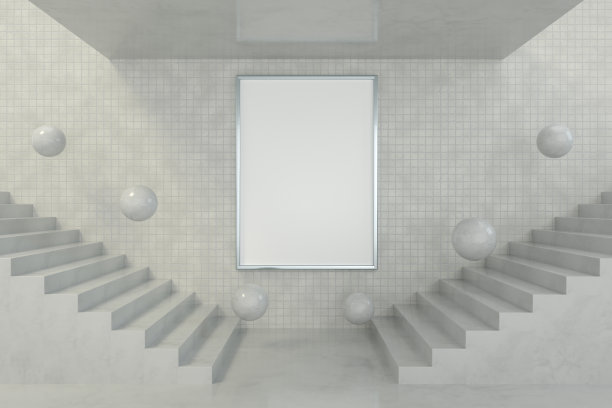 空框架，广告牌和楼梯，地下，地铁图片下载