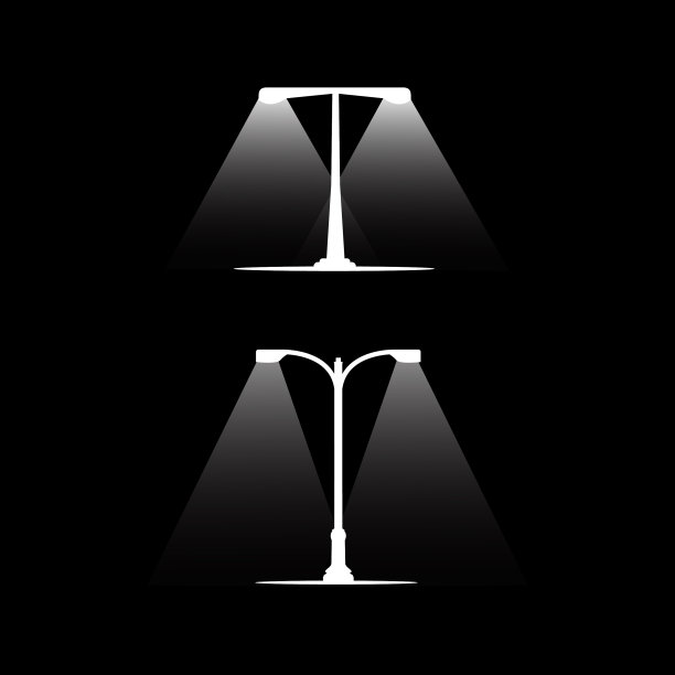 街灯图标线孤立在黑色图片下载