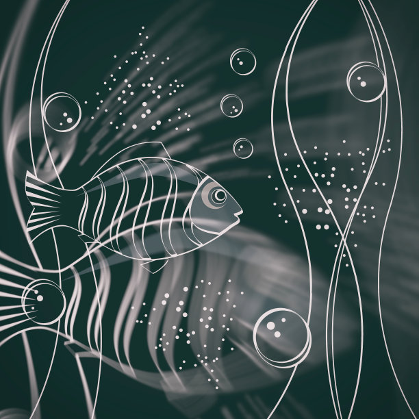 水下场景与鱼和气泡。图片下载