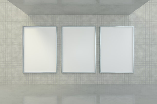 空框架，广告牌，地下，地铁，大理石地板，瓷砖墙图片下载