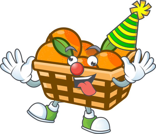滑稽的小丑篮子桔子卡通人物图片下载