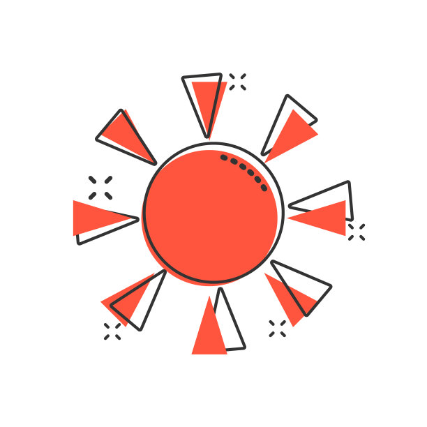 太阳图标在漫画风格的阳光卡通标志上图片下载