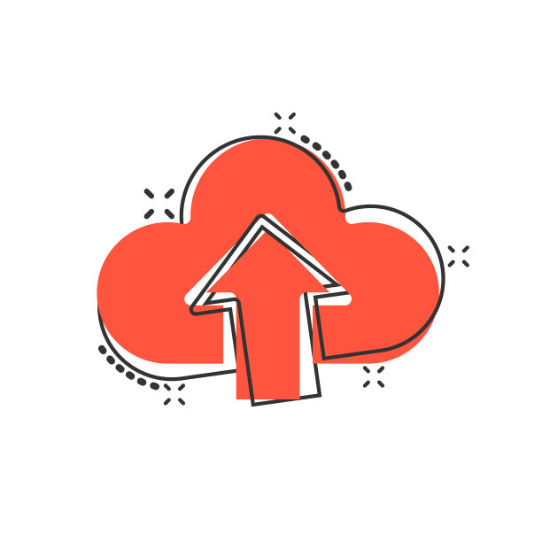 漫画风格的网络云中的数字服务图标图片下载