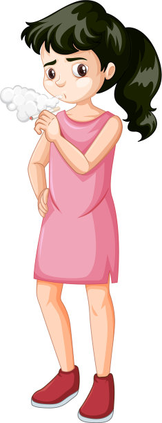 十几岁的女孩在白色背景下吸烟图片下载