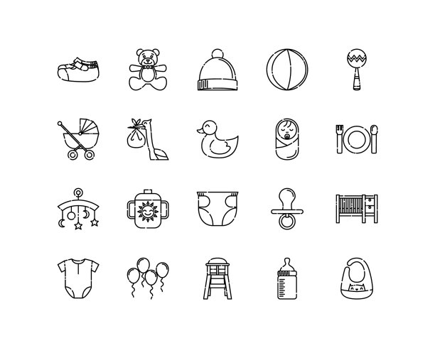 带有轮廓样式像素的Baicon集合图片下载