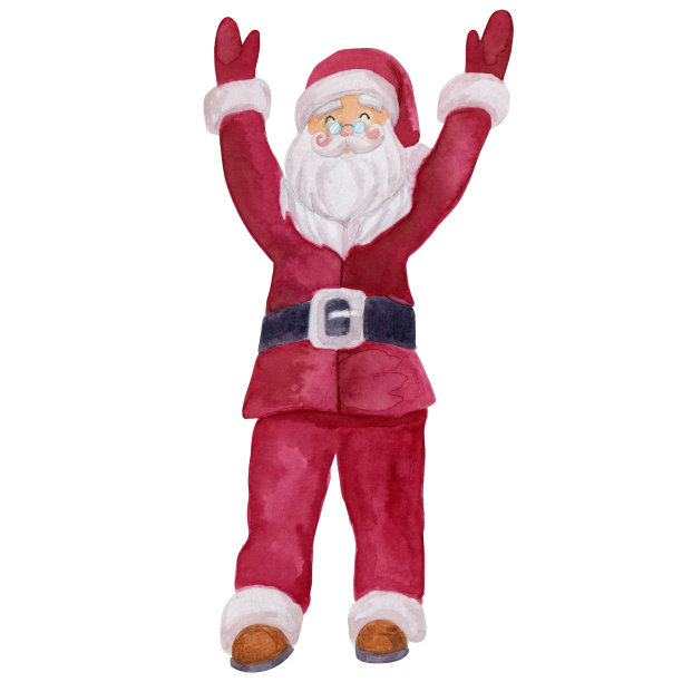 圣诞老人剪纸水彩插图。图片下载