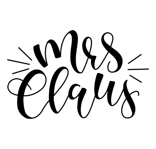 圣诞夫人黑色文字孤立在白色背景上。矢量股票插图字体海报，照片叠加，卡片，t恤打印和社会媒体。图片下载