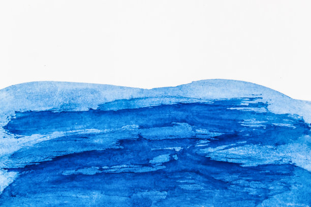 水彩手绘波浪插图与复制空间。设计概念为照片水彩纸纹理图片下载