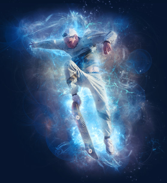 滑板手跳上滑板图片下载