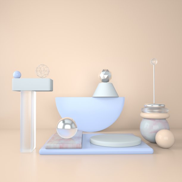 用于品牌推广的模型讲台。浅色背景和几何形状的大理石底座。3 d。图片下载