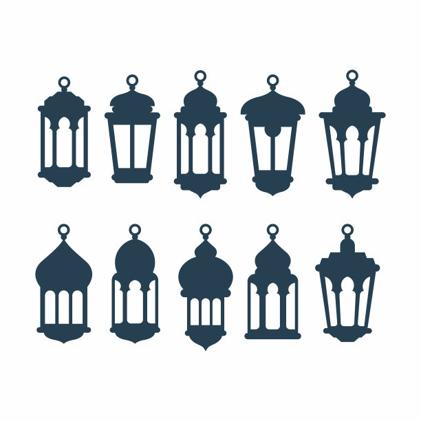 设置扁平的阿拉伯或伊斯兰灯笼图片下载