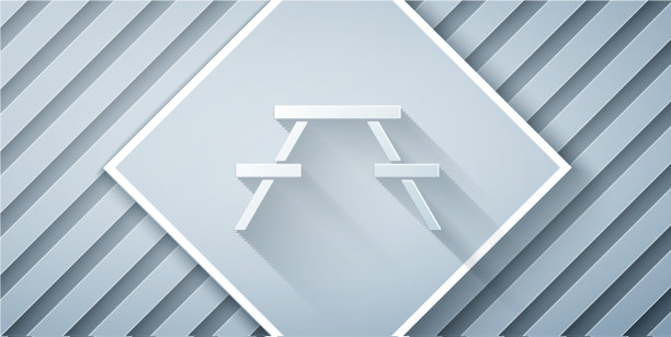 剪纸野餐桌，两边都有长凳图片下载